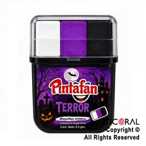 MAQUILLAJE BANDERITA TERROR TRICOLOR BLANCO VIOLETA Y NEGRO EN BARRA 6 GR (789-02)